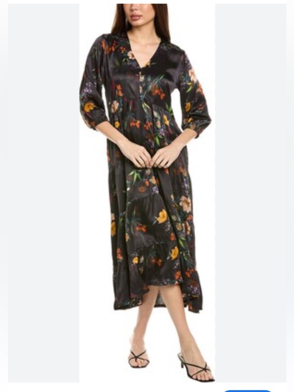 NWT Johnny Was Floral Silk Bishop-Sleeve Tiered
Midi Dress - Picture 5 of 8